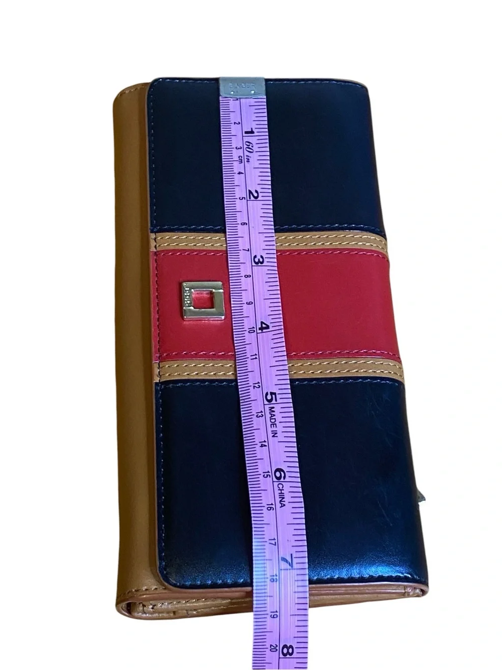 Lodis Hydepark Vintage Blk/Red Tri Fold Leather Wallet Clutch